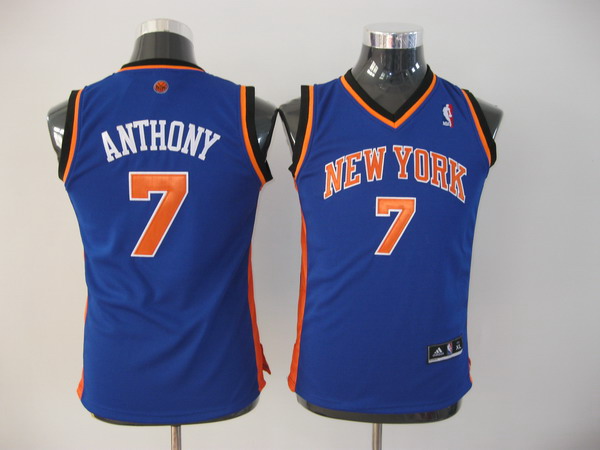 NBA Kids New York Knicks 7 Carmelo Anthony Authentic Blue Youth Jersey